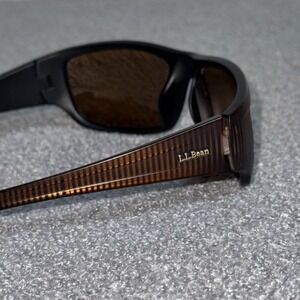 LL Bean Sunglasses Mens OS Brown Striped Wrap Rectangular Sport Shades